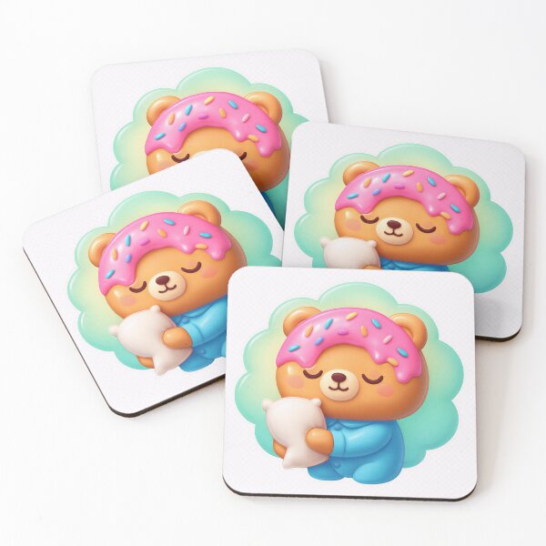 Item preview, Sleepy Donut Bear Kawaii Teddy Mascot designed and sold by SmartyWonders.