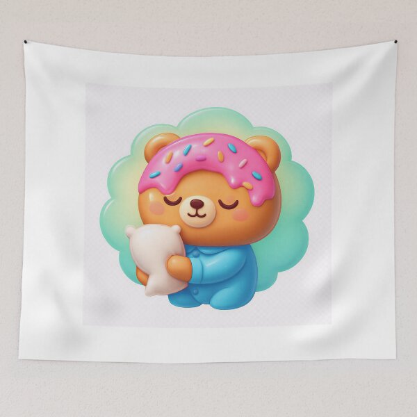 Item preview, Sleepy Donut Bear Kawaii Teddy Mascot designed and sold by SmartyWonders.