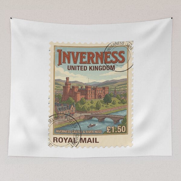 Item preview, Inverness Castle River Ness Vintage Travel Stamp designed and sold by k3rstman1.