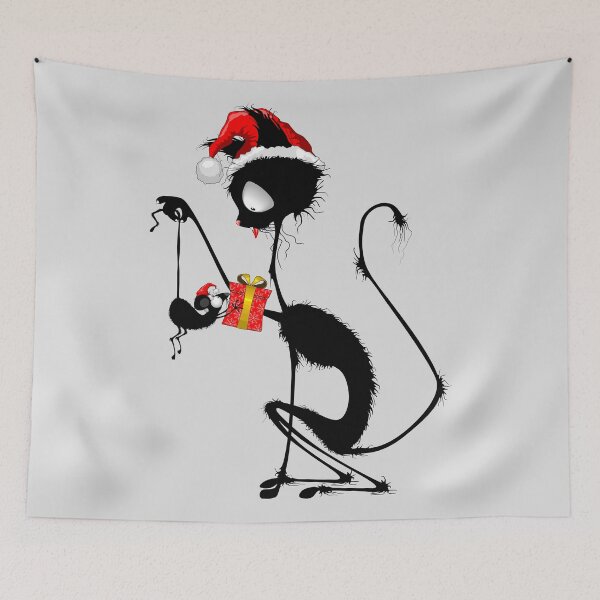 Item preview, Funny Christmas Black Cat and Mouse Santa Holiday designed and sold by BluedarkArt.
