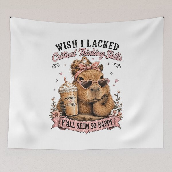 Item preview, Wish I Lacked Critical Thinking Skills Funny Capybara Coffee Vintage designed and sold by kiralynstration.