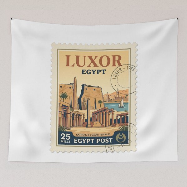 Item preview, Vintage Luxor Egypt Karnak Temples Travel Stamp designed and sold by k3rstman1.
