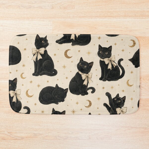 Item preview, Black Cat Coquette Bow Halloween Minimal Cream designed and sold by Yellowriversss.