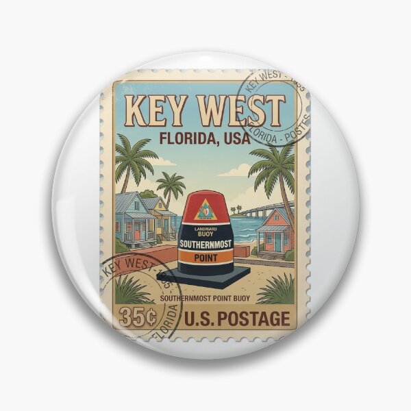 Item preview, Key West Southernmost Point Buoy Vintage Travel Stamp designed and sold by k3rstman1.