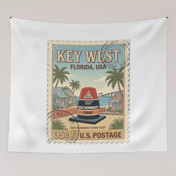 Item preview, Key West Southernmost Point Buoy Vintage Travel Stamp designed and sold by k3rstman1.