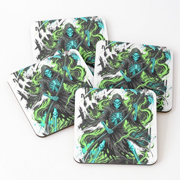 Item preview, Grim Reaper Toxic Green Flame Graphic Illustration designed and sold by misbahsiro.