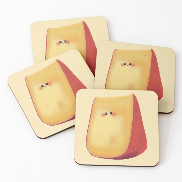 Item preview, Kawaii Edam Cheese with Red Wax Slice Drawing designed and sold by Designs By Amber.