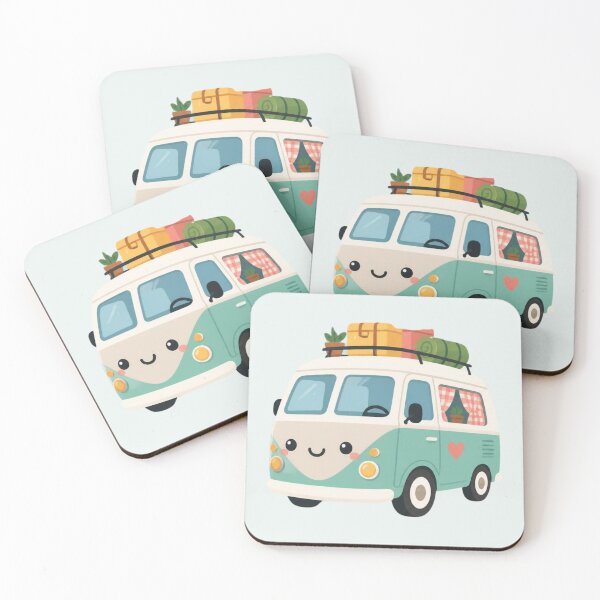 Item preview, Cute Kawaii Vintage Campervan Camping Illustration designed and sold by Cerys-GS.