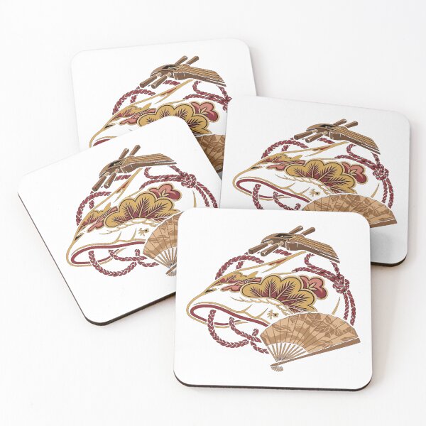 Item preview, Japanese Fan & Koto – Traditional Wa Art Print designed and sold by MugenGarden.