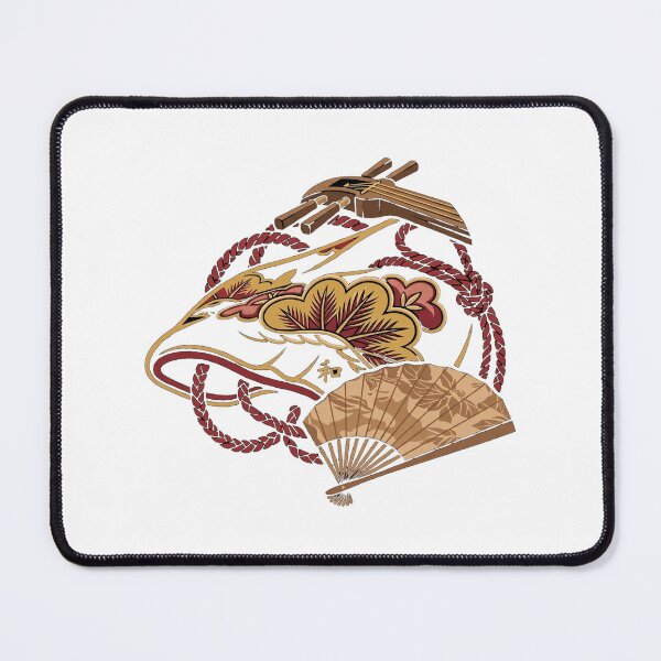 Item preview, Japanese Fan & Koto – Traditional Wa Art Print designed and sold by MugenGarden.