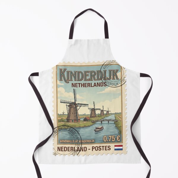 Item preview, Vintage Kinderdijk Netherlands Windmills Travel Stamp designed and sold by k3rstman1.