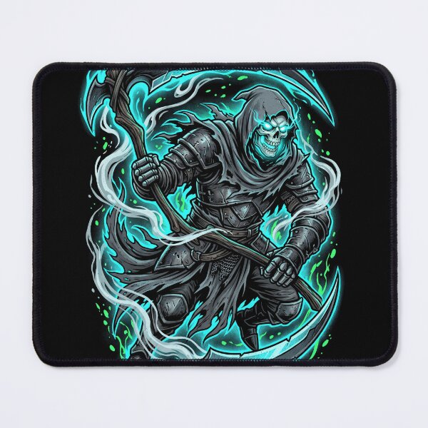 Item preview, Armored Grim Reaper Cyan Flame Slash Illustration designed and sold by misbahsiro.