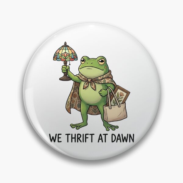 Item preview, We Thrift At Dawn Funny Frog Art Print Vintage Thrifting Gift Cute Frogcore designed and sold by raedattia.