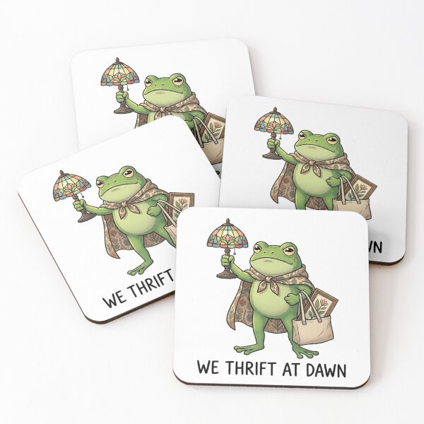 Item preview, We Thrift At Dawn Funny Frog Art Print Vintage Thrifting Gift Cute Frogcore designed and sold by raedattia.