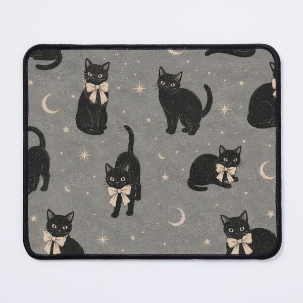 Item preview, Black Cat Coquette Bow Halloween Minimal Soft Grey designed and sold by Yellowriversss.