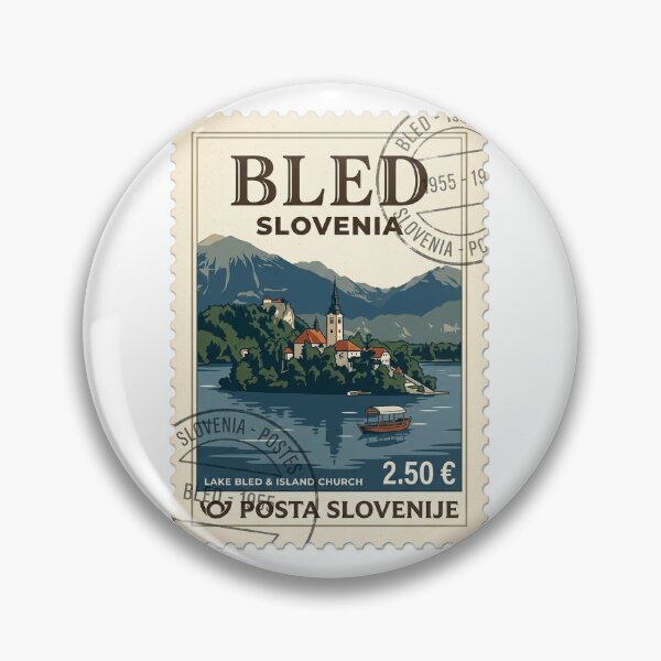 Item preview, Vintage Lake Bled Slovenia Travel Stamp designed and sold by k3rstman1.