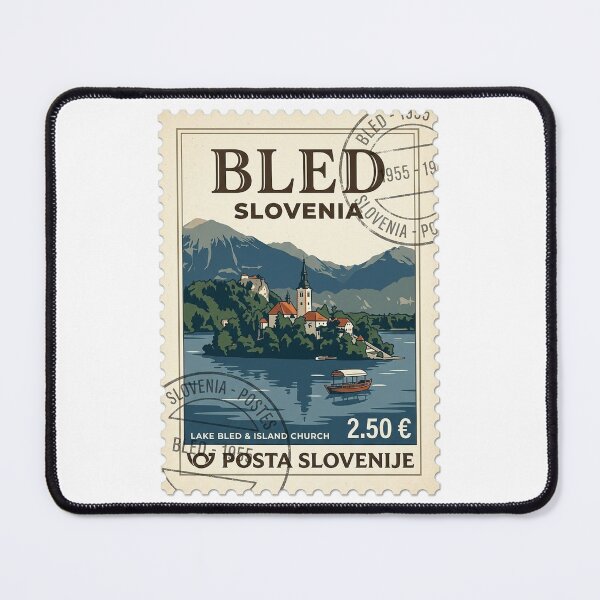 Item preview, Vintage Lake Bled Slovenia Travel Stamp designed and sold by k3rstman1.