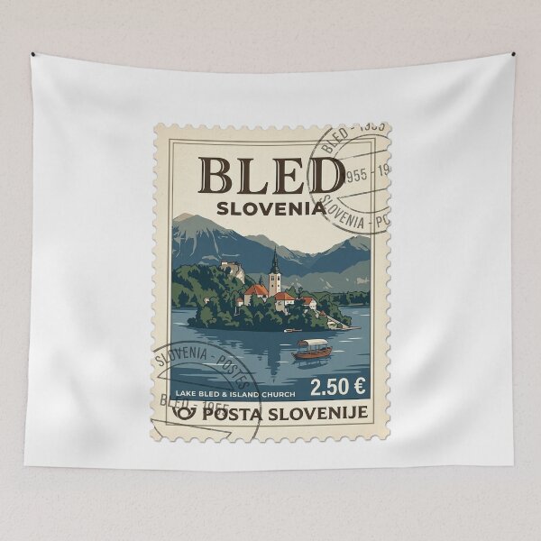 Item preview, Vintage Lake Bled Slovenia Travel Stamp designed and sold by k3rstman1.