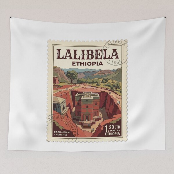 Item preview, Lalibela Ethiopia Rock-Hewn Churches Vintage Travel Stamp designed and sold by k3rstman1.