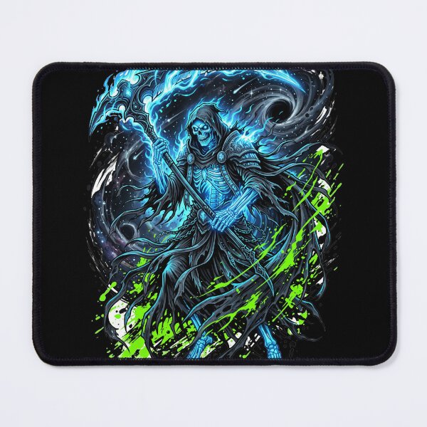 Item preview, Cosmic Grim Reaper Black Hole Cyan Scythe Art designed and sold by misbahsiro.