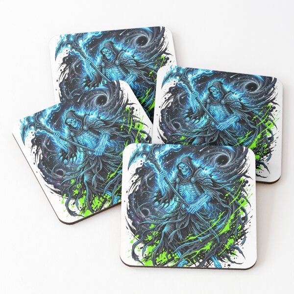 Item preview, Cosmic Grim Reaper Black Hole Cyan Scythe Art designed and sold by misbahsiro.
