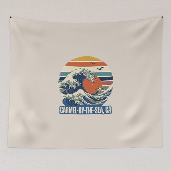 Item preview, Carmel By The Sea CA - Retro Great Wave California Beach designed and sold by dudelinart.