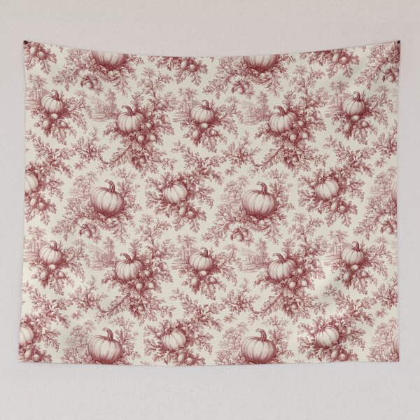Item preview, Pumpkin Toile Fall Burgundy French Country designed and sold by Yellowriversss.