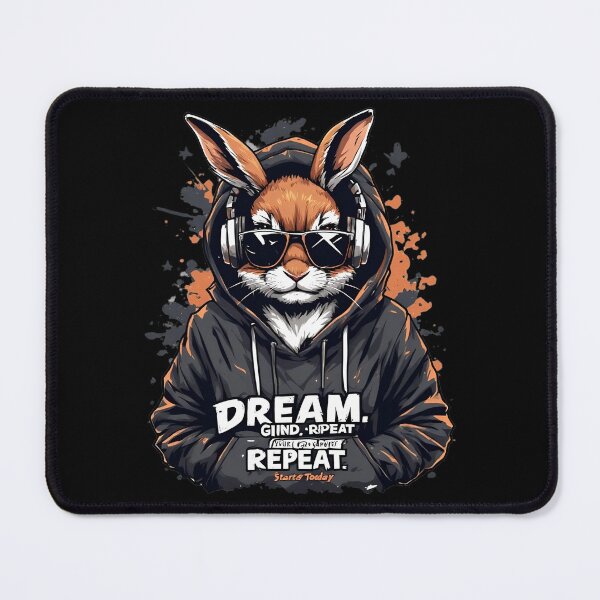 Item preview, Dream Grind Repeat Cool Rabbit Hoodie Graphic T-Shirt designed and sold by Radhestore.