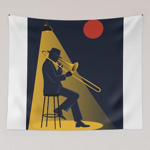 Item preview, Jazz Trombone Player Minimalist Print | Mid-Century Modern Jazz Art | Vintage Musician Print designed and sold by Studio pod Burom.
