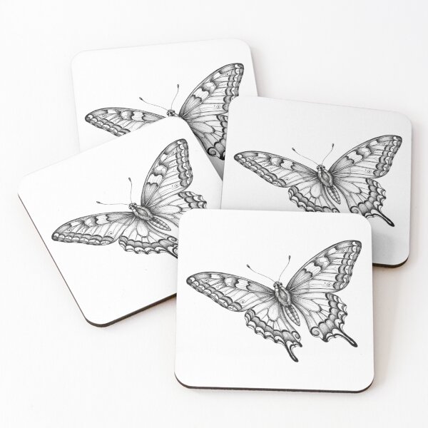 Item preview, Elegant Swallowtail Butterfly Dotwork Illustration - Black and White Nature Art designed and sold by Ditstyle.