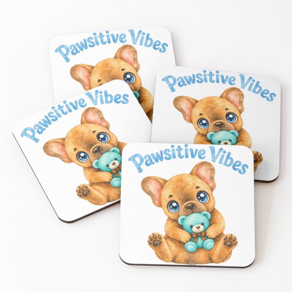 Item preview, Pawsitive Vibes French Bulldog with Cute Blue Bear Watercolour Art designed and sold by ArtisticDesignsbyLinda.