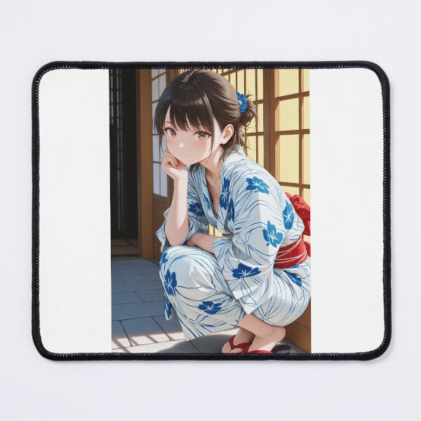 Item preview, Serene Summer Moments - Anime Girl in Yukata designed and sold by JapaneseArtAI.