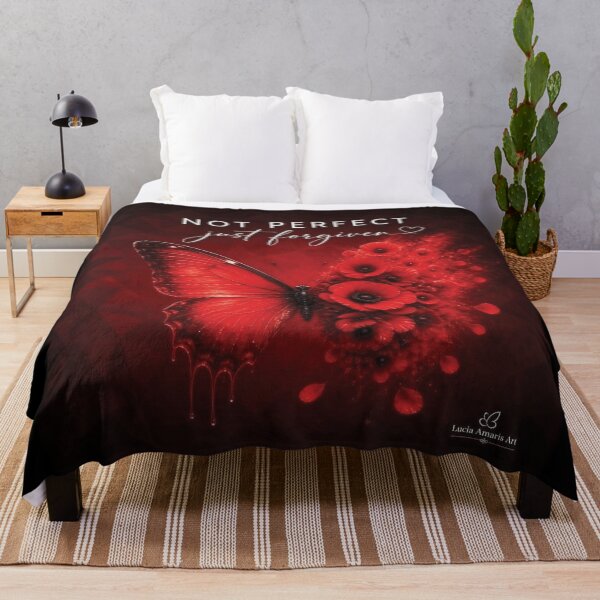 Item preview, Artistic Butterfly Metaphor on Deep Red Background with inspirational text designed and sold by Lucia Amaris Art.