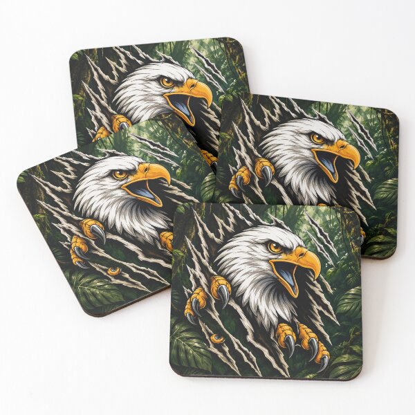 Item preview, Fierce Eagle Ripping Through Leaves Illustration designed and sold by DKSH1234.