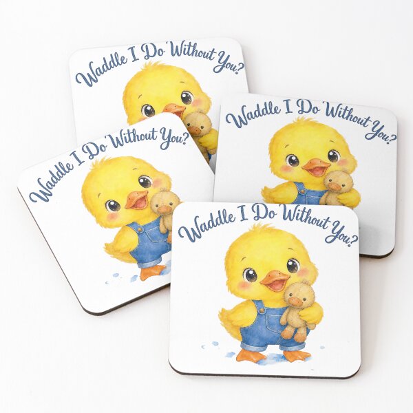 Item preview, Waddle I Do Without You Cute Baby Duckling in Overalls Watercolour Art designed and sold by ArtisticDesignsbyLinda.