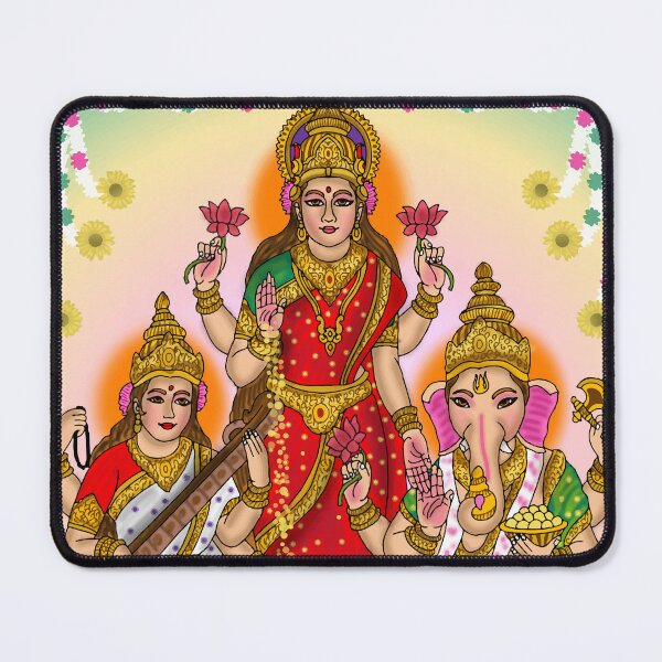 Item preview, Lakshmi Saraswati Ganesha Artwork | Divine Hindu Gods Digital Painting designed and sold by Harshit_Digital_Arts.