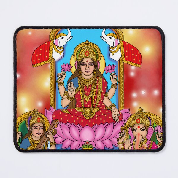 Item preview, Lakshmi Saraswati Ganesha Artwork | Divine Hindu Gods Digital Painting designed and sold by Harshit_Digital_Arts.