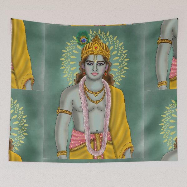 Item preview, Lord Krishna Artwork | Divine Hindu God Digital Painting Illustration designed and sold by Harshit_Digital_Arts.