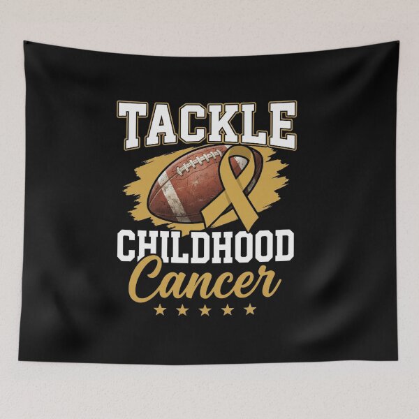 Item preview, Childhood Tackle Childhood Cancer Awareness Football Gold T-Shirt | Pediatric Cancer Support Graphic Gift designed and sold by Trendably.