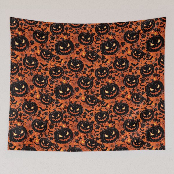 Item preview, Vintage Halloween Pumpkin Pattern | Spooky Seamless Design | Orange Gothic Autumn Illustration designed and sold by MonNoir.