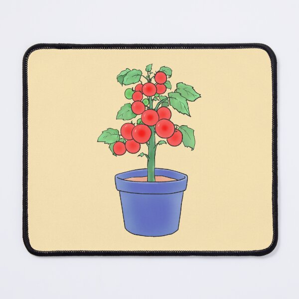 Item preview, Red Cherry Tomato Plant in Blue Flowerpot Illustration designed and sold by ubborn.