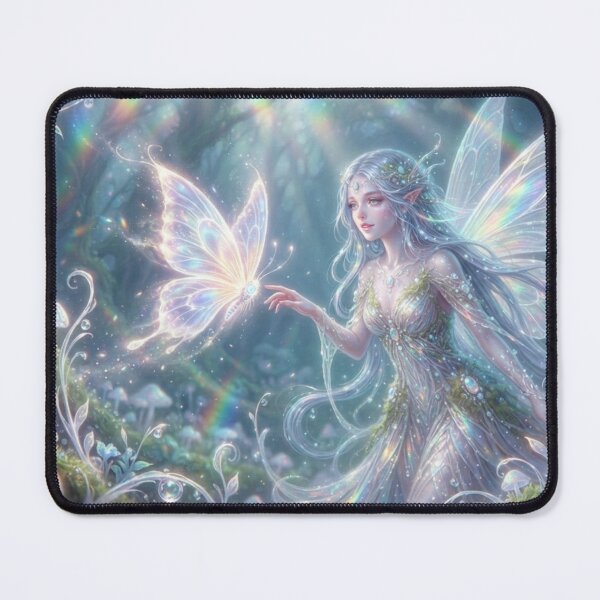 Item preview, Enchanted Opalite Fairy with Glowing Butterfly - Magical Fantasy Art designed and sold by Ditstyle.