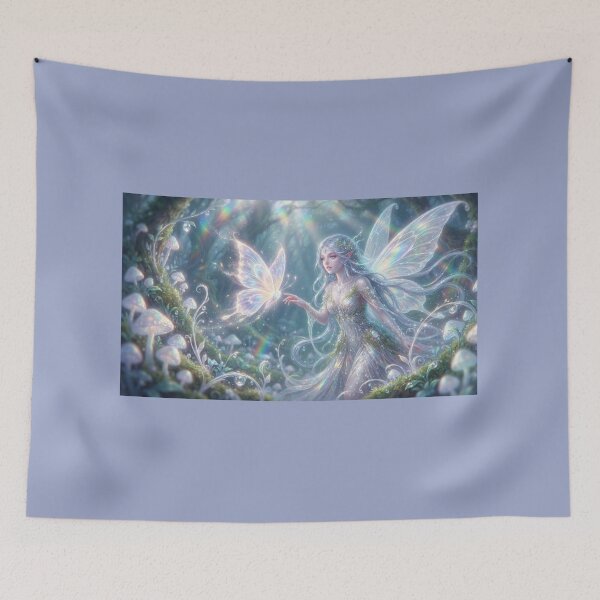 Item preview, Enchanted Opalite Fairy with Glowing Butterfly - Magical Fantasy Art designed and sold by Ditstyle.