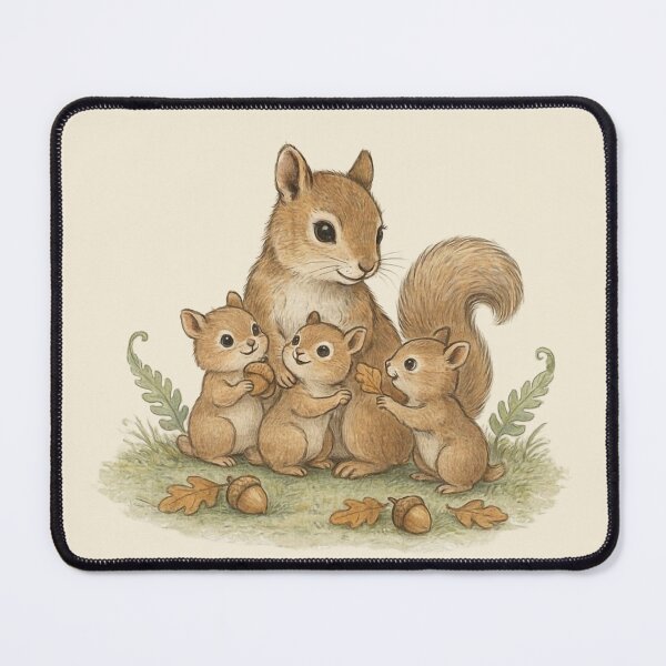 Item preview, Whimsical Squirrel Family Watercolor Illustration designed and sold by WikaKowalczyk.