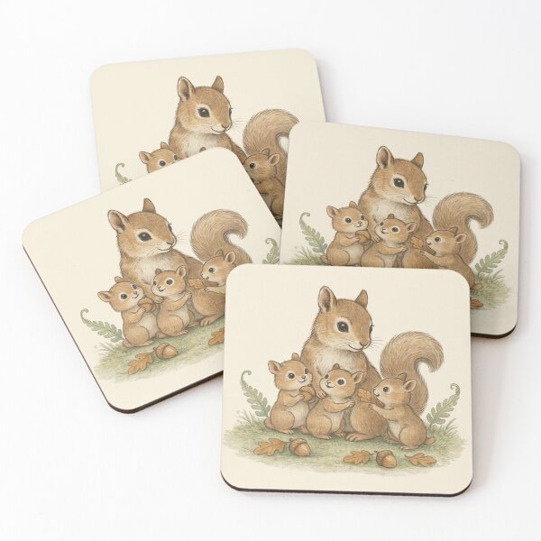 Item preview, Whimsical Squirrel Family Watercolor Illustration designed and sold by WikaKowalczyk.