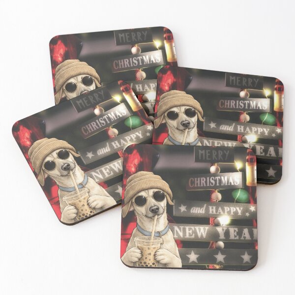 Item preview, Cool Dog Drinking Bubble Tea Christmas designed and sold by LinaDesign Store.