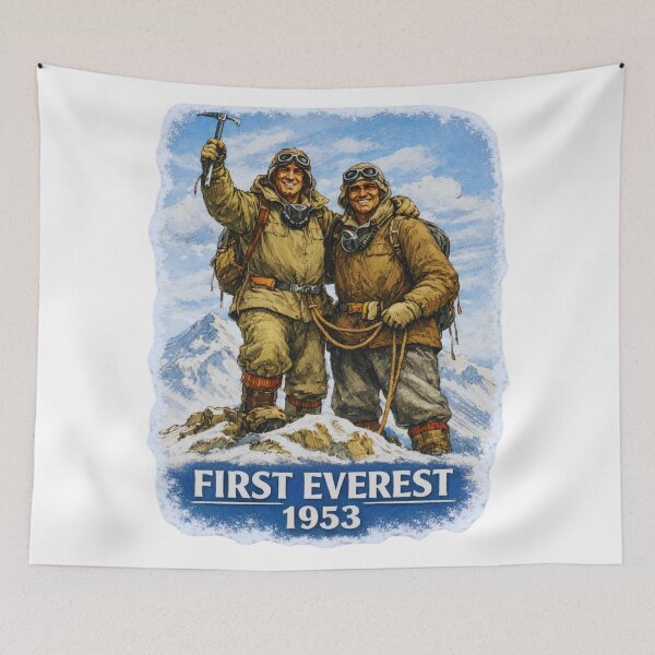 Item preview, First Everest Ascent 1953 Vintage Mountaineering Design designed and sold by GabeMountainArt.