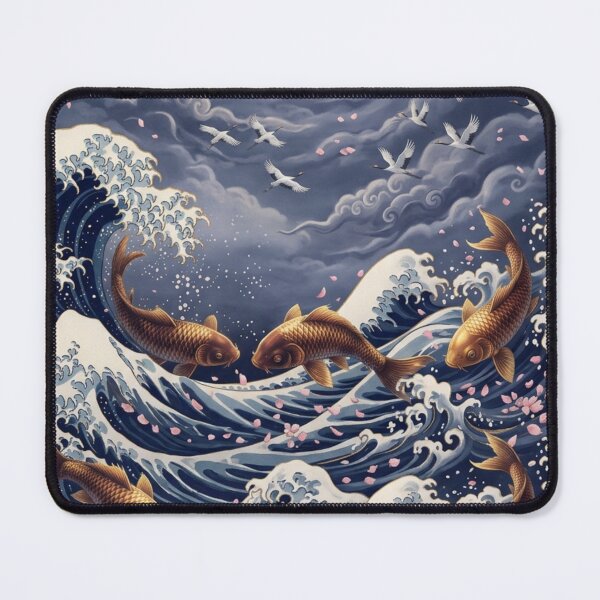 Item preview, Great Wave & Golden Koi | Japanese Ocean Wall Art | Luxury Blanket & Home Decor designed and sold by AP Digi Store.