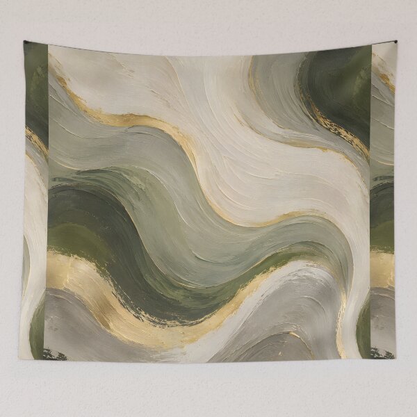 Item preview, Sage Green Gold Abstract Waves designed and sold by hutofdesigns.