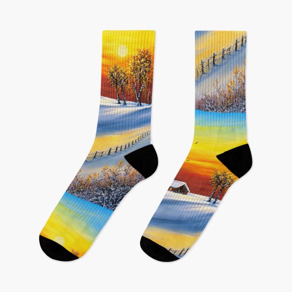 Item preview, Lucid Winter Sunrise Over a Snowy Village designed and sold by MarlinMatt.